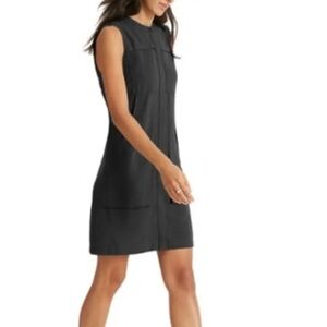 Nau Tencel & Linen Black Sleeveless Button Down Mini Dress Gorpcore Hiking S